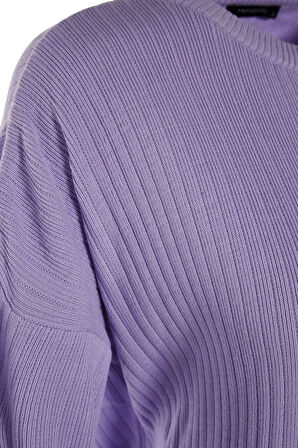 Kadın Moda Şık Boru Paça Regular Boy Uzun Kollu Basic Bisiklet Yaka Triko Alt-Üst Takım