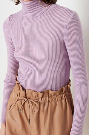 Kadın Moda Şık Regular Balıkçı Yaka Uzun Kol Düz Couple Basic Balıkçı Yaka Triko Kazak