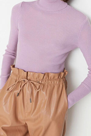Kadın Moda Şık Regular Balıkçı Yaka Uzun Kol Düz Couple Basic Balıkçı Yaka Triko Kazak