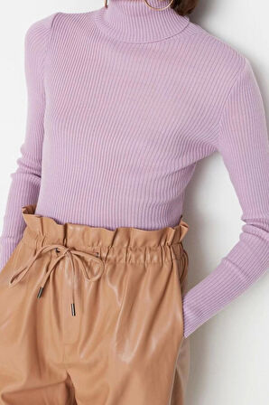 Kadın Moda Şık Regular Balıkçı Yaka Uzun Kol Düz Couple Basic Balıkçı Yaka Triko Kazak