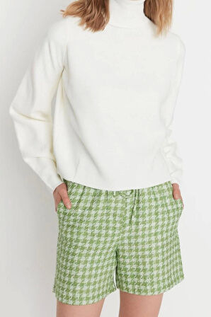 Kadın Moda Şık Regular Balıkçı Yaka Uzun Kol Düz Basic Balıkçı Yaka Triko Kazak