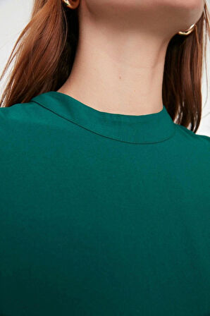 Yeni Regular Casual Günlük Aerobin Dokuma Dik Yaka Kolsuz Kol Shift Midi Boy Elbise