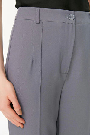 Kadın Yeni Moda Boru Paça Uzun Boy Dokuma Düz Kesim Yüksek Bel Nervür Dikişli Pantolon