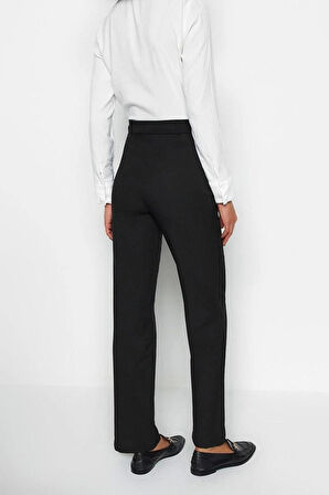 Kadın Yeni Moda Boru Paça Uzun Boy Dokuma Düz Kesim Yüksek Bel Nervür Dikişli Pantolon