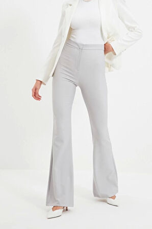 Kadın Yeni Moda İspanyol Paça Regular Boy Dokuma İspanyol Paça Flare Pantolon