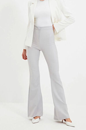 Kadın Yeni Moda İspanyol Paça Regular Boy Dokuma İspanyol Paça Flare Pantolon