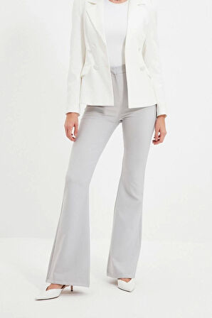 Kadın Yeni Moda İspanyol Paça Regular Boy Dokuma İspanyol Paça Flare Pantolon