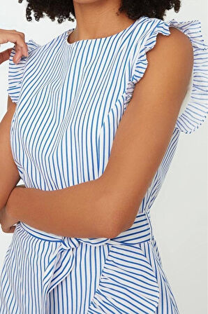 Yeni Regular Casual Günlük Poplin Dokuma Bisiklet Yaka Kolsuz Kol A-Line Mini Boy Elbise