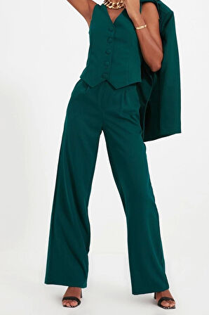 Kadın Yeni Moda Geniş Paça Uzun Boy Dokuma Geniş Paça Wide Leg Pilili Pantolon