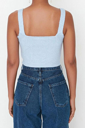 Kadın Moda Şık Crop Bisiklet Yaka Slim Crop Yumuşak Dokulu Bluz-Hırka Triko Takım