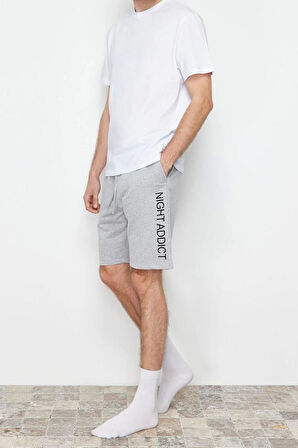 Erkek %100 Pamuk Bisiklet Yaka Kısa Kol Baskılı Yazlık Şortlu Pijama Takımı