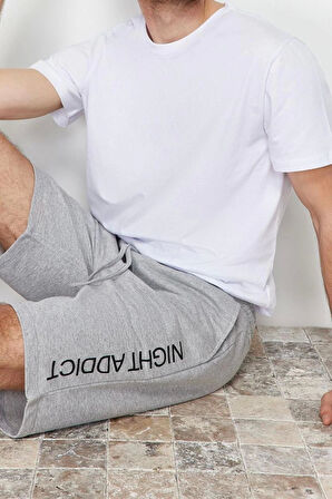 Erkek %100 Pamuk Bisiklet Yaka Kısa Kol Baskılı Yazlık Şortlu Pijama Takımı