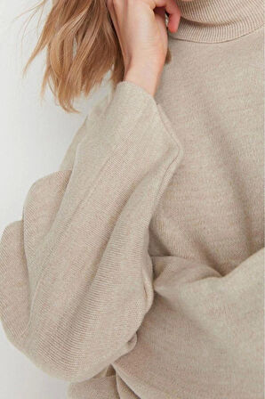 Kadın Moda Şık Regular Balıkçı Yaka Uzun Kol Düz Basic Balıkçı Yaka Triko Kazak