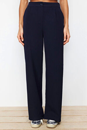 Kadın Yeni Moda Geniş Paça Regular Boy Dokuma Wide Leg Geniş Paça Pantolon