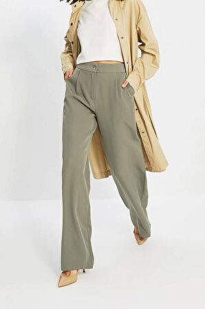 Kadın Yeni Moda Geniş Paça Regular Boy Dokuma Wide Leg Geniş Paça Pantolon