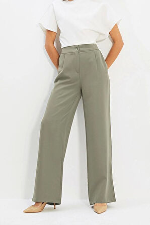 Kadın Yeni Moda Geniş Paça Regular Boy Dokuma Wide Leg Geniş Paça Pantolon