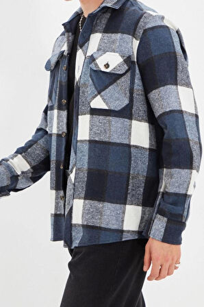 Moda Gömlek Yaka Ekose Uzun Kol Regular Fit Çift Cepli Kışlık Kareli Ekose Oduncu Ceket Gömlek