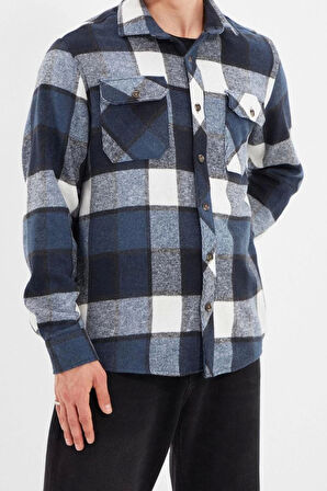 Moda Gömlek Yaka Ekose Uzun Kol Regular Fit Çift Cepli Kışlık Kareli Ekose Oduncu Ceket Gömlek