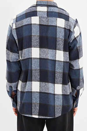 Moda Gömlek Yaka Ekose Uzun Kol Regular Fit Çift Cepli Kışlık Kareli Ekose Oduncu Ceket Gömlek