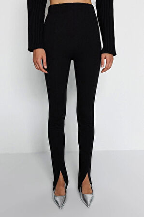 Kadın Yeni Moda Dar Paça Uzun Boy Örme Yırtmaç Detaylı Örme Tall Pantolon