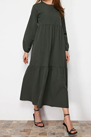 Yeni Oversize Günlük Terrycotton Dokuma Bisiklet Yaka Uzun Kol Skater Uzun Boy Tesettür Elbise