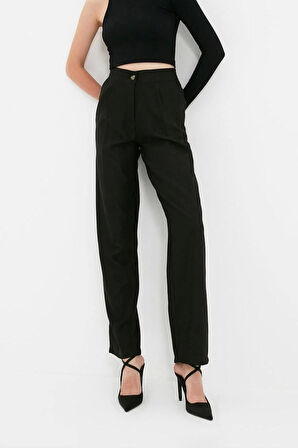 Kadın Yeni Moda Geniş Paça Uzun Boy Dokuma Düz Kesim Pantolon