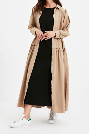 Yeni Regular Casual Günlük Süprem Örme Bisiklet Yaka Kolsuz Kol Basic Maxi Boy Tesettür Elbise