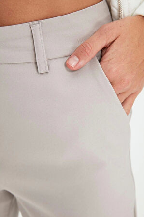 Kadın Yeni Moda Boru Paça Regular Boy Dokuma Basic Cigarette Dar Paça Pantolon