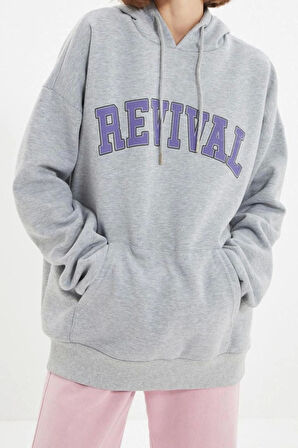 Unisex Moda Şık Oversize Kapüşonlu Standart Kol Regular Geniş Kesim İçi Polar Sıcak Tutan Sweatshirt