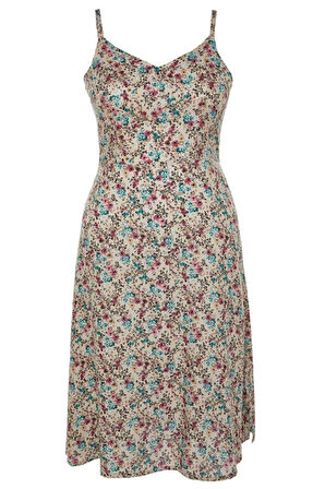 Yeni Fit Casual Günlük Shally Dokuma V Yaka Kısa Kol A-Line Midi Boy Büyük Beden Elbise