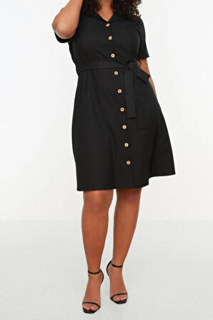 Yeni Rahat Günlük Shally Dokuma Gömlek Yaka Kısa Kol Gömlek Elbise Mini Boy Büyük Beden Elbise