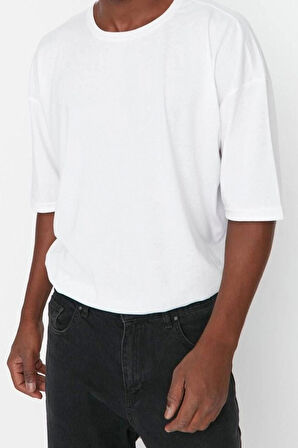 Yeni Sezon Oversize Pamuk Polyester Bisiklet Yaka Kısa Kol Düz Desenli Günlük T-Shirt