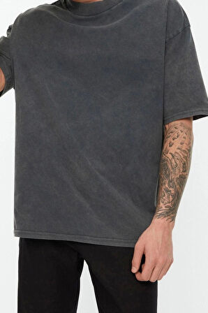 Yeni Sezon Rahat Pamuklu Dik Yaka Kısa Kol Düz Desenli Günlük T-Shirt