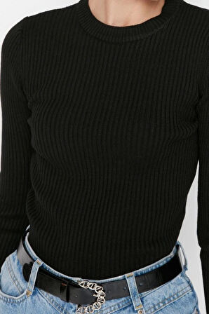 Kadın Moda Şık Regular Bisiklet Yaka Uzun Kol Düz İkili Paket Triko Kazak