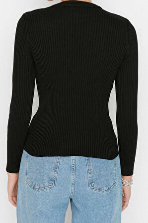 Kadın Moda Şık Regular Bisiklet Yaka Uzun Kol Düz İkili Paket Triko Kazak