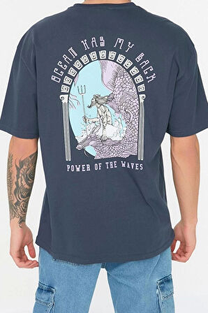 Yeni Sezon Rahat %100 Pamuk Bisiklet Yaka Kısa Kol Sanatsal Desenli Günlük T-Shirt