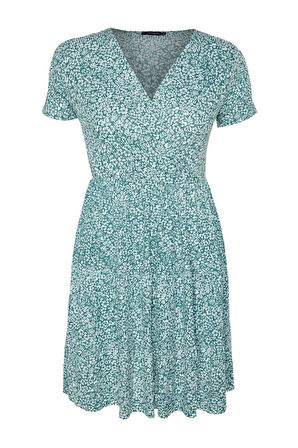 Yeni Slim Casual Günlük Bürümcük Örme Kruvaze Kısa Kol Skater Mini Boy Büyük Beden Elbise