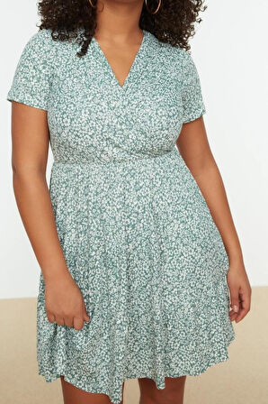 Yeni Slim Casual Günlük Bürümcük Örme Kruvaze Kısa Kol Skater Mini Boy Büyük Beden Elbise