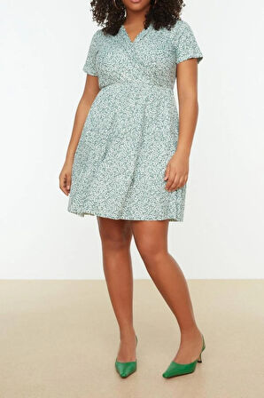 Yeni Slim Casual Günlük Bürümcük Örme Kruvaze Kısa Kol Skater Mini Boy Büyük Beden Elbise