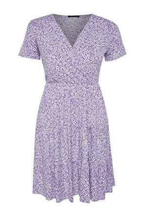 Yeni Slim Casual Günlük Bürümcük Örme Kruvaze Kısa Kol Skater Mini Boy Büyük Beden Elbise