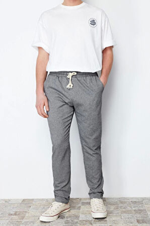 Erkek Yeni Moda Dar Paça Regular Boy Dokuma Regular Fit Lastik Belli Kumaş Pantolon