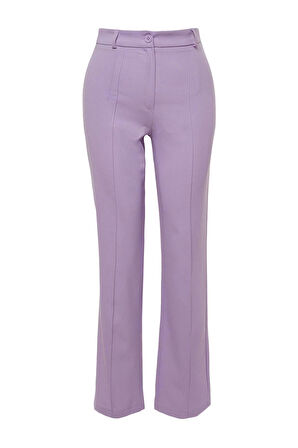 Kadın Yeni Moda Boru Paça Uzun Boy Dokuma Düz Kesim Yüksek Bel Nervür Dikişli Pantolon