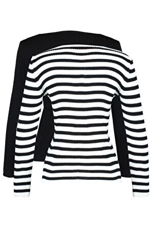 Kadın Moda Şık Regular Bisiklet Yaka Uzun Kol Düz İkili Paket Triko Kazak