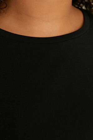 Büyük Beden Kadın Pamuklu Bisiklet Yaka Kısa Kol Bisiklet Yaka Örme Pijama Takımı