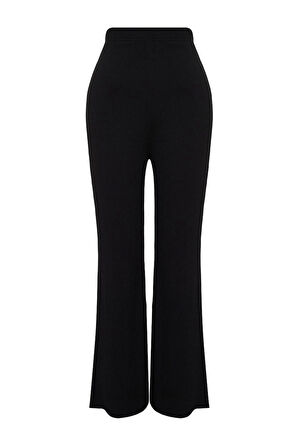 Kadın Yeni Moda Büyük Beden İspanyol Paça Regular Boy Örme Yüksek Bel İspanyol Paça Örme Pantolon