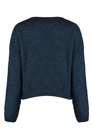 Kadın Moda Şık Regular Bisiklet Yaka Uzun Kol Düz Geniş Kalıp Yumuşak Dokulu Basic Triko Kazak