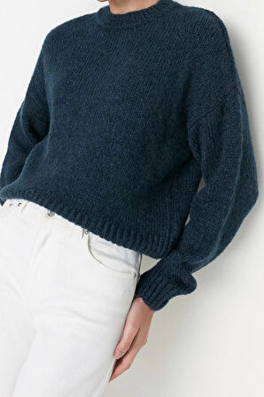 Kadın Moda Şık Regular Bisiklet Yaka Uzun Kol Düz Geniş Kalıp Yumuşak Dokulu Basic Triko Kazak