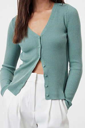Kadın Moda Şık Regular V Yaka Regular Basic V Yaka Triko Hırka