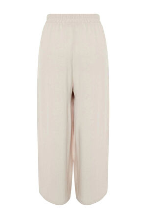 Kadın Yeni Moda Büyük Beden Geniş Paça Regular Boy Dokuma Bol Paça Pantolon