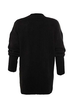 Kadın Moda Şık Dik Yaka Reglan Kol Regular Geniş Kalıp Yumuşak Dokulu Basic Triko Kazak